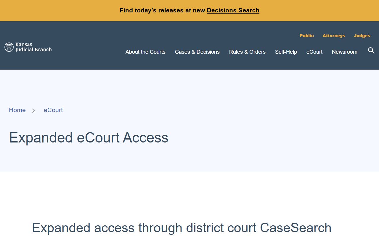 Riley County Clerk of the Court Kansas expanded eCourt access