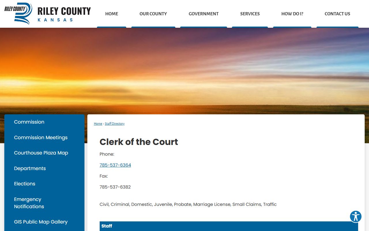 Riley County Clerk of the Court directory court records contact