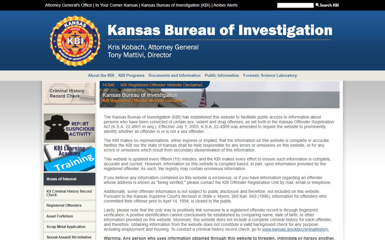Riley County arrest records and KBI registered offender search