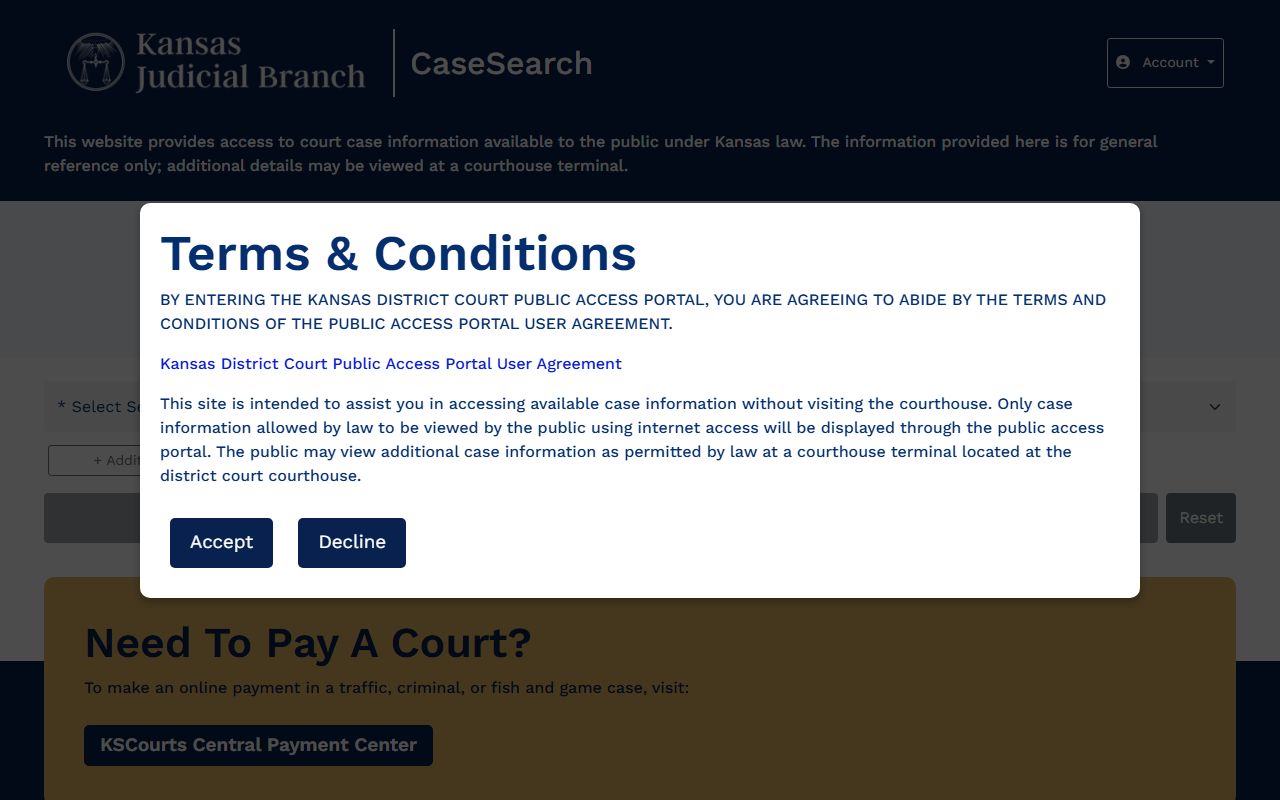 Riley County court dockets Kansas District Court Public Access Portal