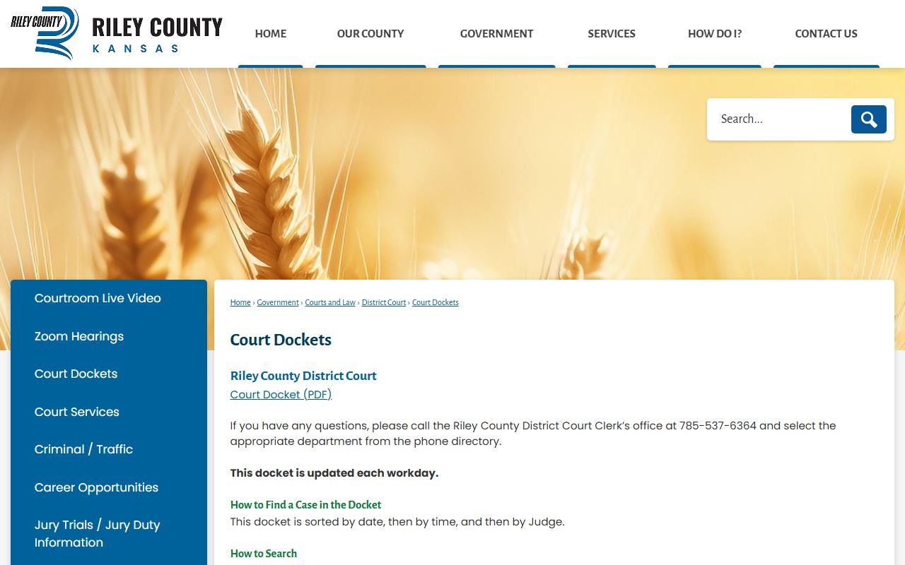 Riley County court dockets daily docket page