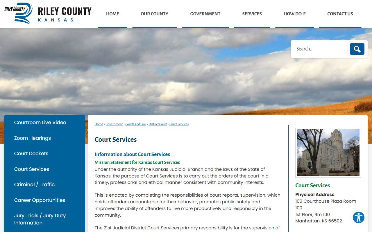 Riley County District Court Court Services records contact