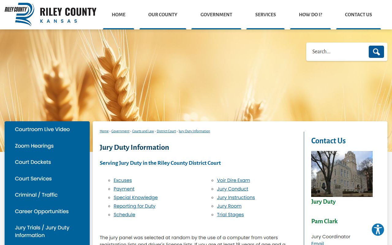 Riley County District Court jury duty records information