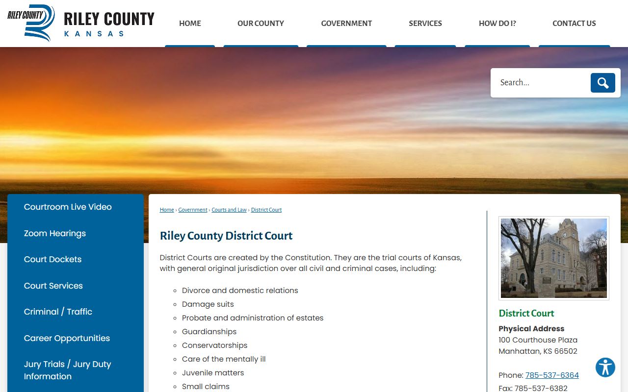Riley County District Court records landing page