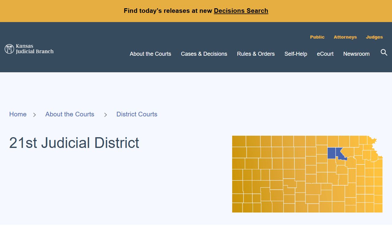 Riley County court records Kansas 21st Judicial District page