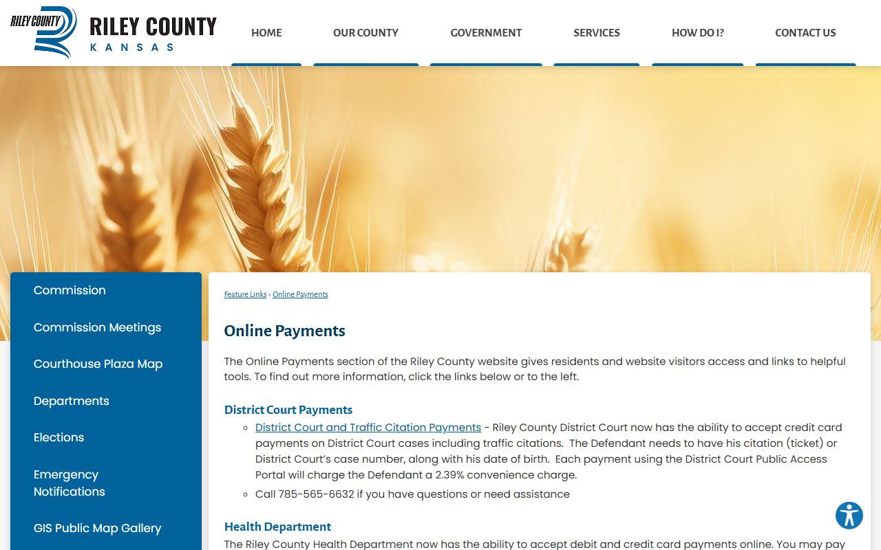 Riley County traffic court records online payments page